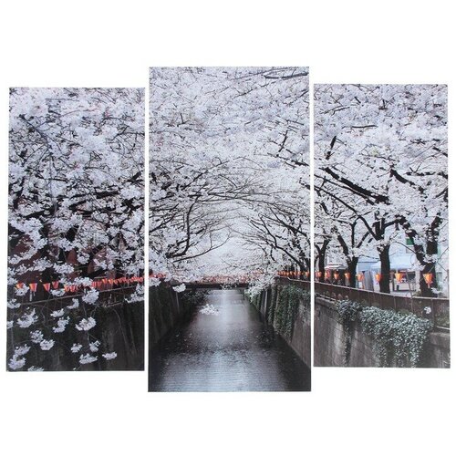 Модульная картина Цветущие деревья 2-25х52 1-30х60 60х80 см 1747₽