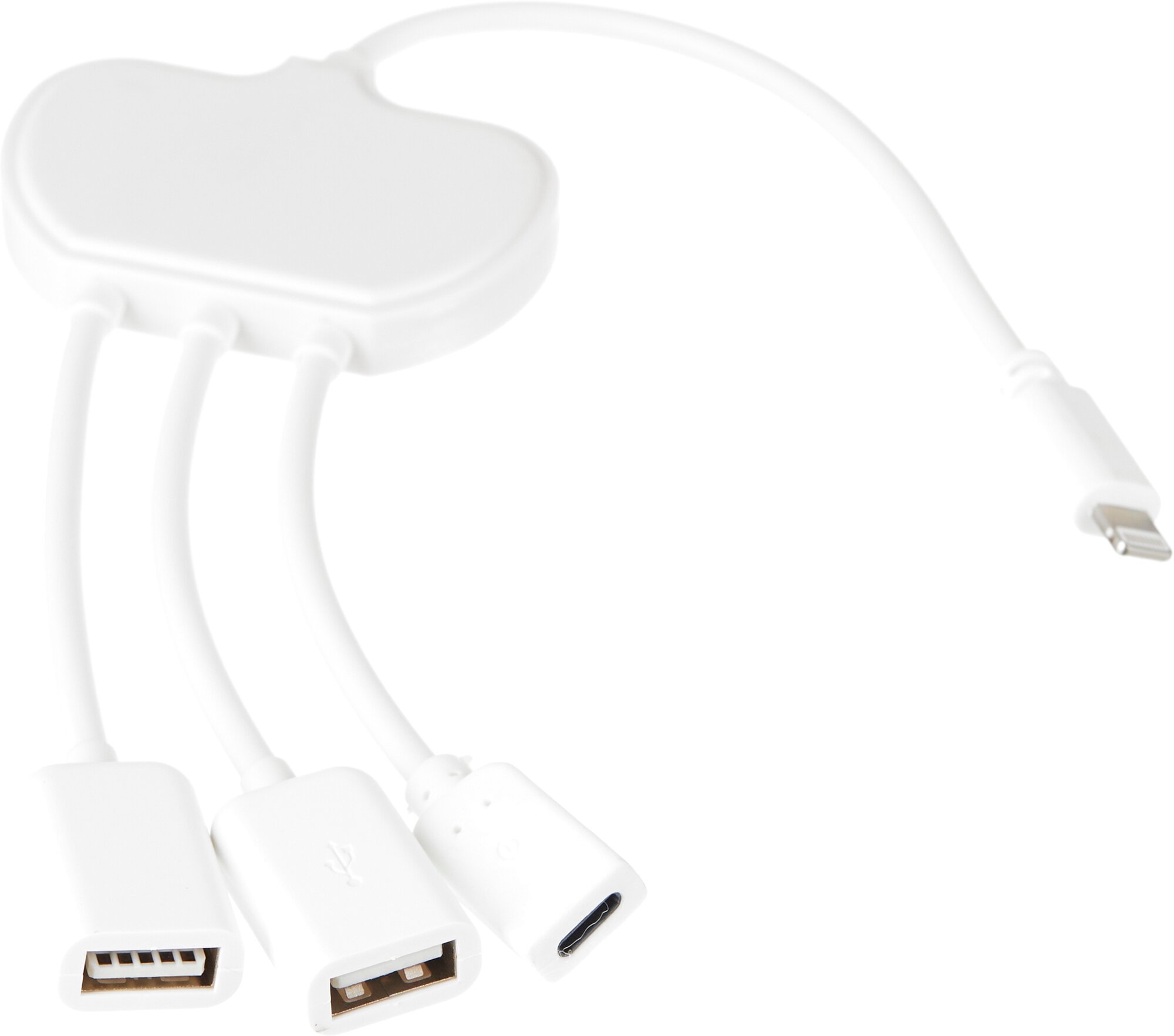 Переходник PALMEXX OTG Lightning-USB20 (2 порта) c подзарядкой