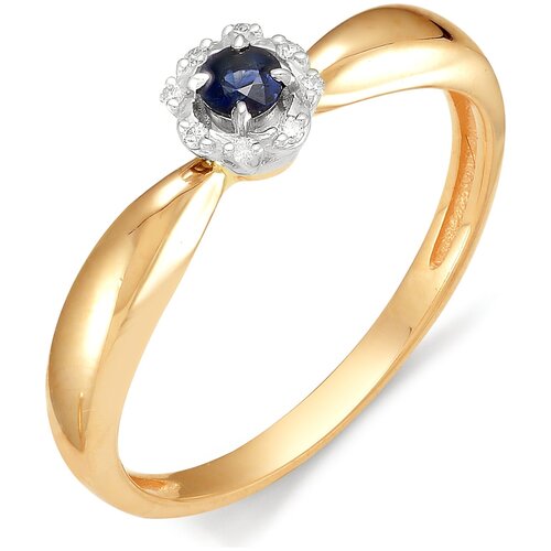 фото Алькор кольцо с сапфиром, бриллиантами из красного золота 11724-102, размер 16