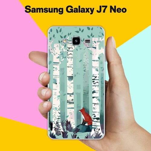 Силиконовый чехол на Samsung Galaxy J7 Neo Лиса в лесу / для Самсунг Галакси Джей 7 Нео матовый soft touch силиконовый чехол на samsung galaxy j7 neo самсунг джей 7 нео с 3d принтом duck swim ring черный