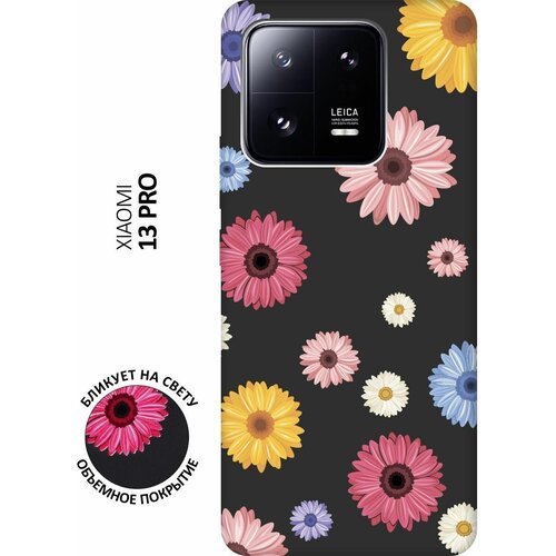 Матовый чехол Gerberas для Xiaomi 13 Pro / Сяоми 13 Про с 3D эффектом черный матовый чехол volleyball для xiaomi 13 pro сяоми 13 про с 3d эффектом черный