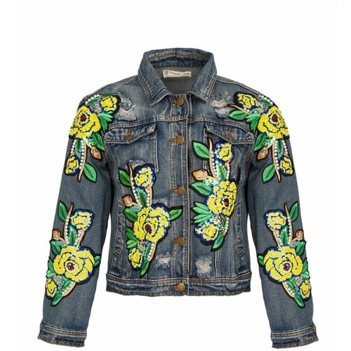 фото Джинсовая куртка interdee, укороченная, размер m, синий