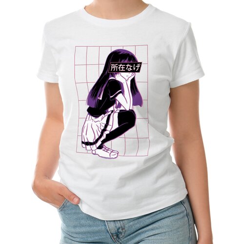 фото Женская футболка «anime bored girl - аниме скучающая девушка» (2xl, белый) roly