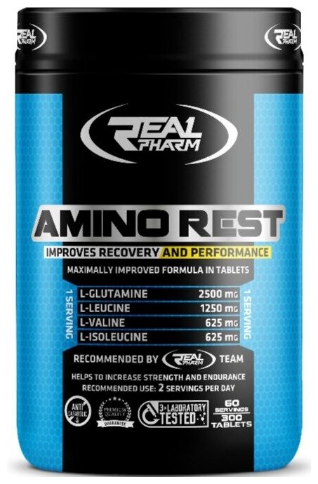 Аминокислоты Real Pharm Amino Rest 300 таблеток / Для похудения и набора мышечной массы / BCAA / бцца / после тренировки