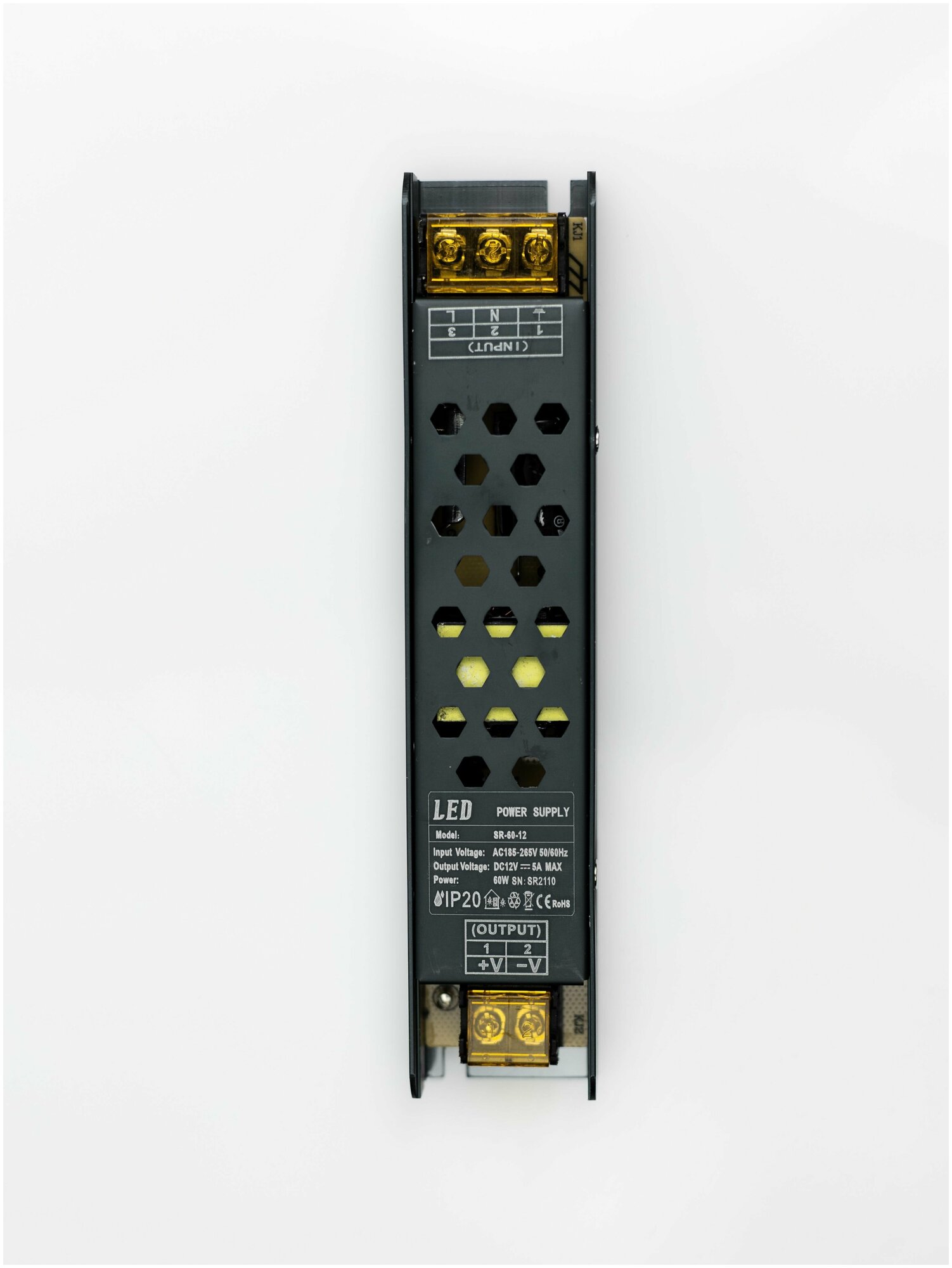Блок питания SR 12 Вольт 60 Ватт 5 Ампер для светодиодной ленты. Драйвер постоянного тока с 220V на 12V 60W 5 A IP20 - фотография № 1