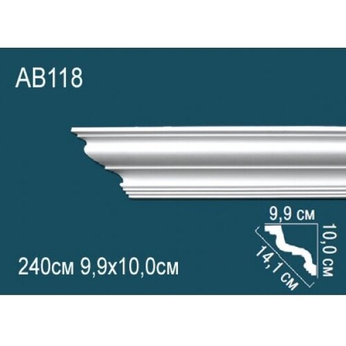 AB118 - Потолочный плинтус из полиуретана под покраску. 9.9 см х 10 см х 240 см. перфект