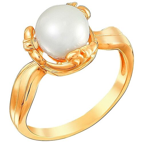 фото Эстет кольцо с жемчугом и фианитами из серебра с позолотой л8к3519611п, размер 19.5