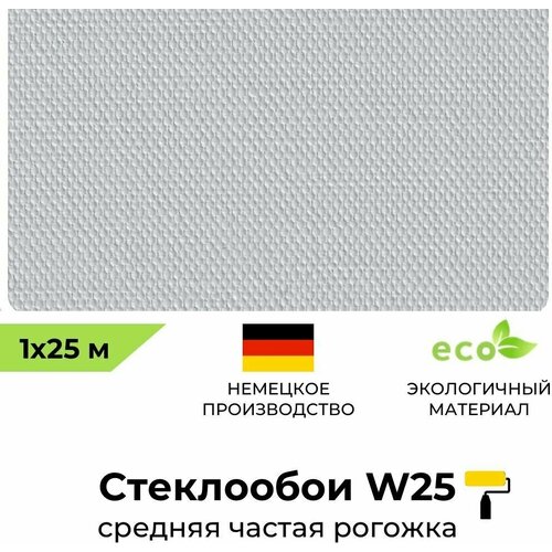 Стеклообои BauTex Walltex W 25 Рогожка средняя частая, 1 х 25 м, плотность 175 г/м2; обои под покраску баутекс стеклотканевые обои рогожка потолочная w100 1 х 25 м 155 г м2