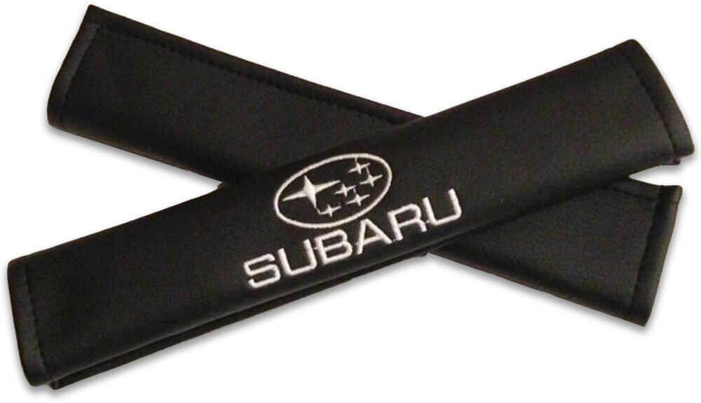 Комплект чехлов на ремень безопасности из экокожи и вышивкой для Subaru (субару)