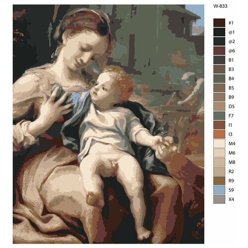 Картина по номерам W-833 Репродукция картины Корреджо Мадонна с корзиной. xудожник Антонио Корреджо 70x90 антонио корреджо