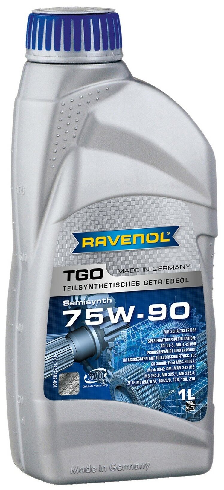 RAVENOL Масло трансмиссионное Ravenol Tgo SAE Gl-5, 75W-90, полусинтетическое, 1L 4014835734418