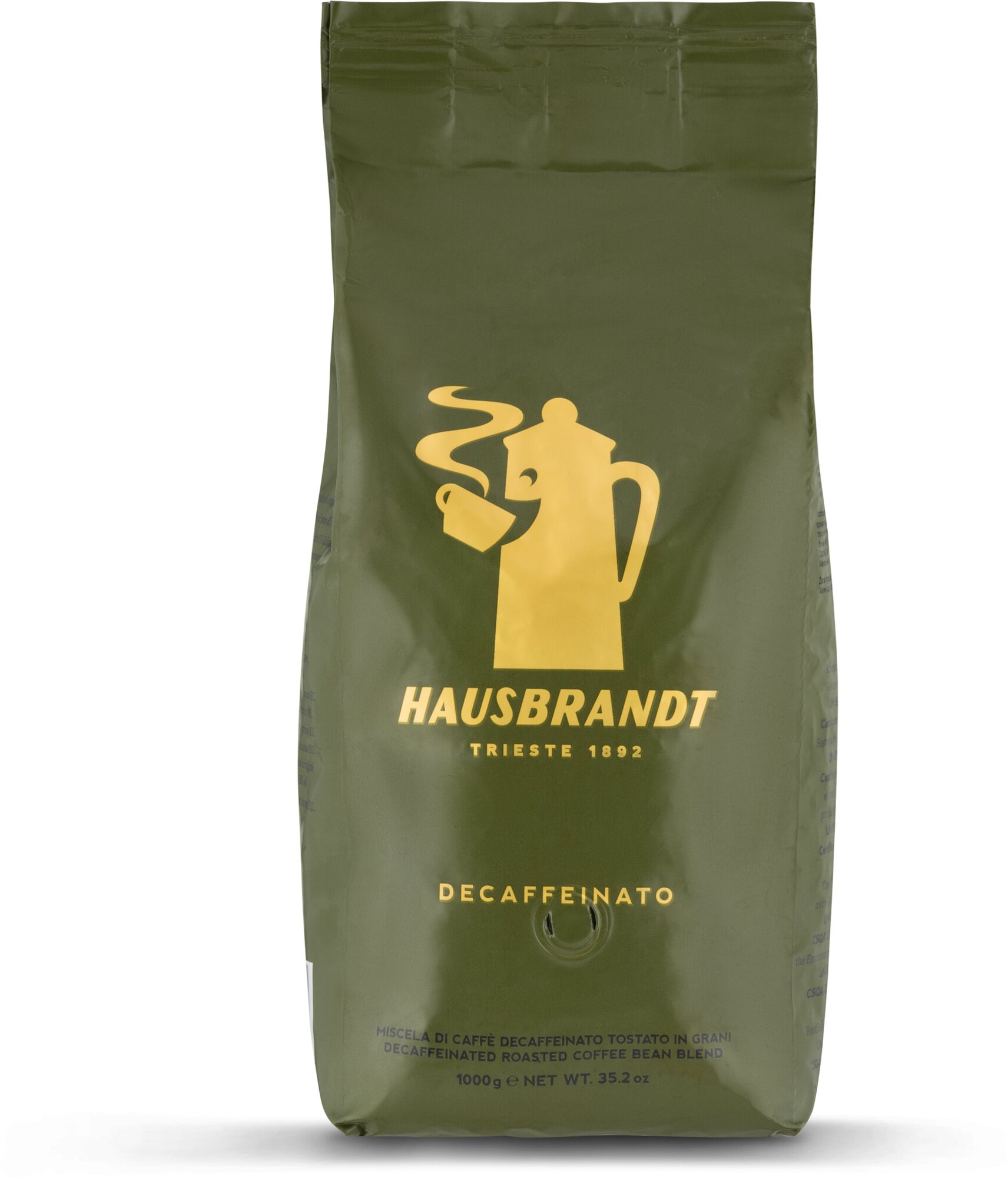 Кофе в зернах Hausbrandt Decaffeinated без кофеина, 1000 гр.