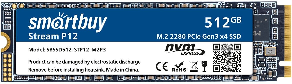 M.2 2280 SSD Smartbuy Stream P12 512GB TLC NVMe PCIe3