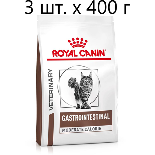 Сухой корм для кошек Royal Canin Gastro Intestinal Moderate Calorie GIM35, при проблемах с ЖКТ, с умеренным содержанием энергии, 3 шт. х 400 г