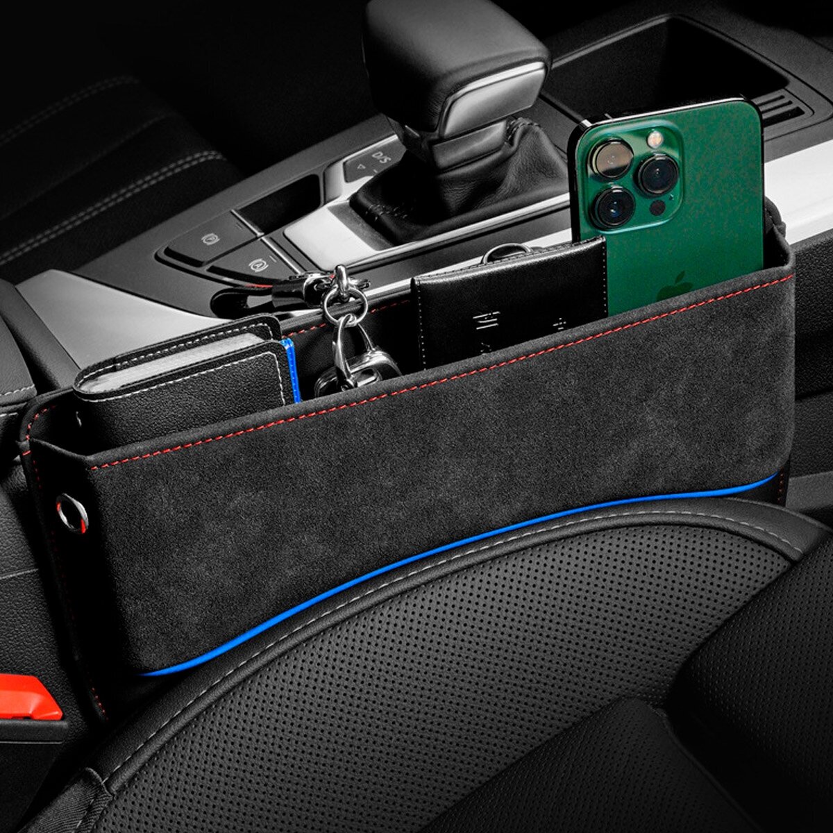Автомобильный органайзер водительский кожаный карман для авто хранение мелочей между сидений