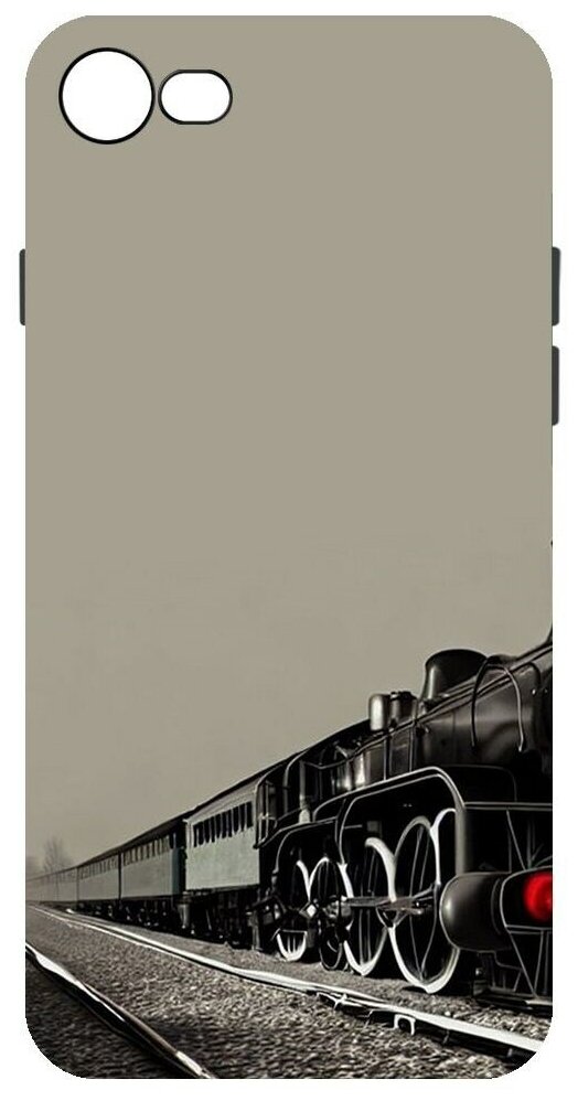 Чехол-накладка Krutoff Soft Case Паровоз для iPhone 7/8 черный