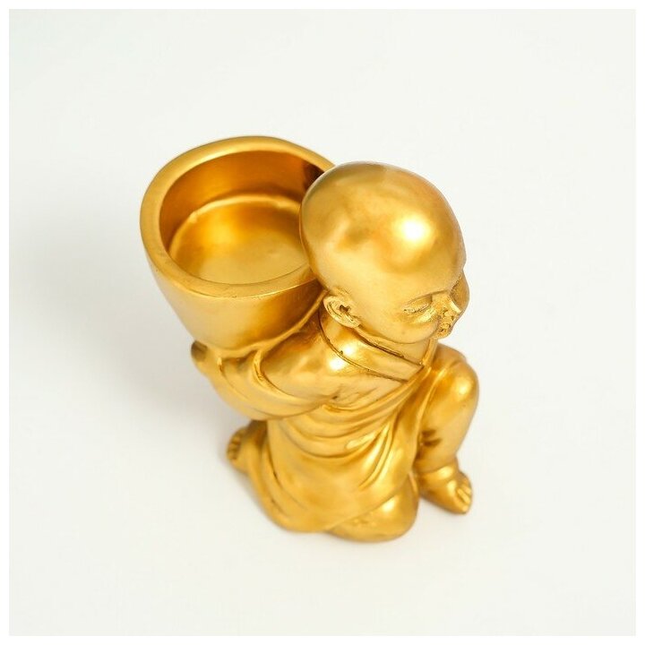 Сувенир полистоун подсвечник на 1 свечу "Маленький будда" 7,5х5х10 см - фотография № 5