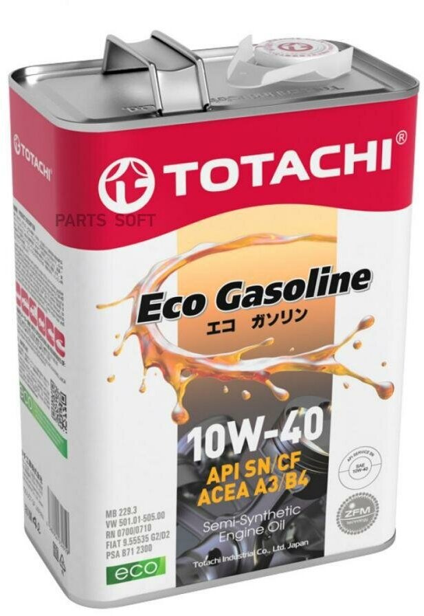 Масло моторное totachi eco gasoline 10w-40 полусинтетическое 4 л 4589904934919