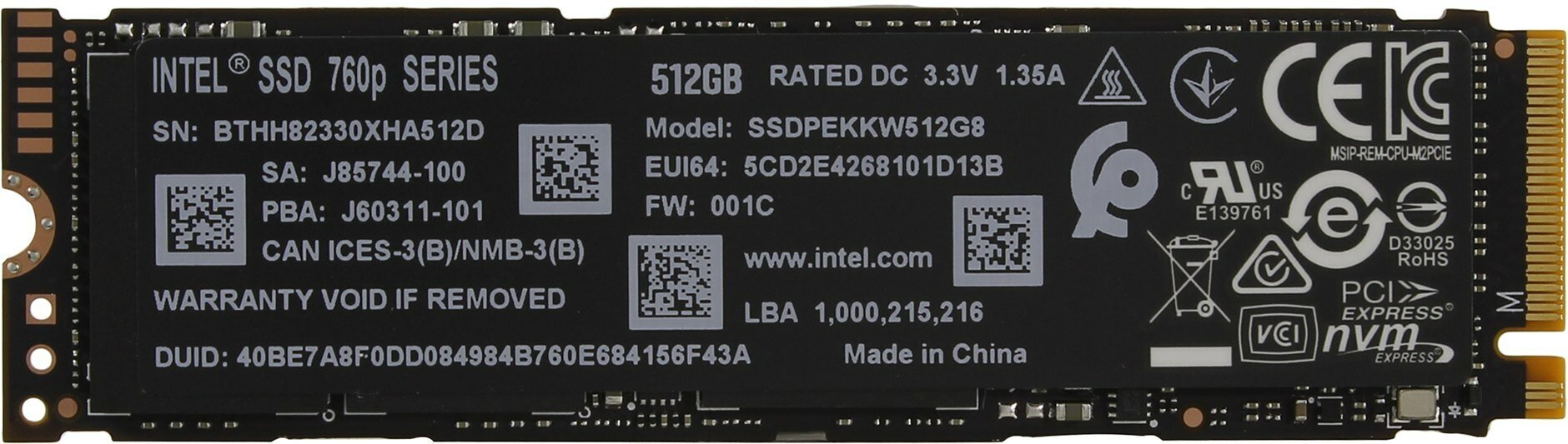 Твердотельный накопитель SSD M.2 512 Gb Intel SSDPEKKW512G8XT 963291 Read 3230Mb/s Write 1625Mb/s TLC - фото №8