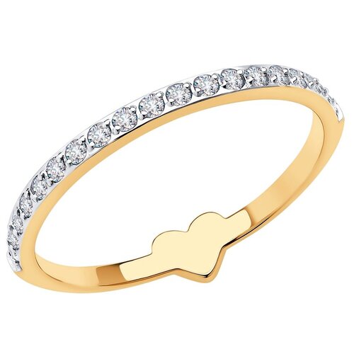 кольцо из золота с фианитами 018674 19 Кольцо SOKOLOV, красное золото, 585 проба, фианит, размер 17.5