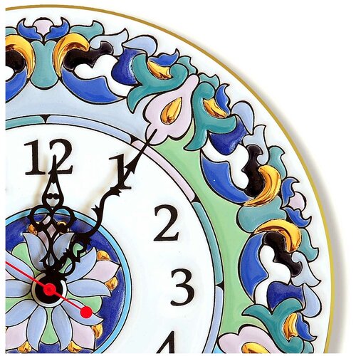 Авторские керамические часы в технике исполнения Cuerda Seca, диаметр 30 см, C-3003