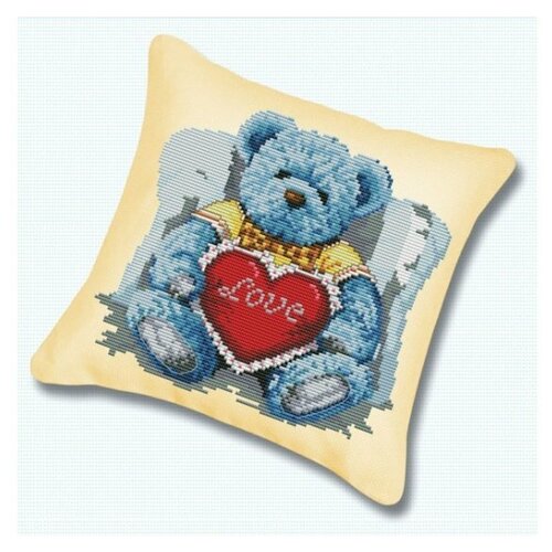фото Набор для вышивания. подушка "медвежонок с сердцем" (канва бежевая) белоснежка