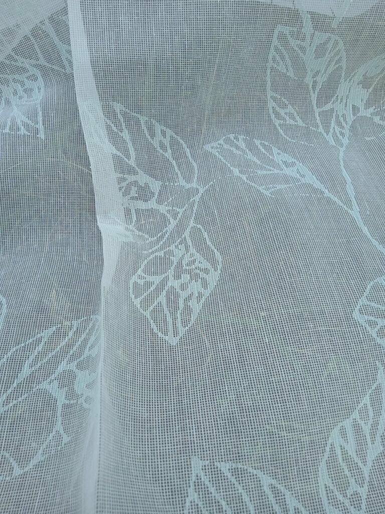 Ткань для штор на отрез Тюль-сетка с листьями