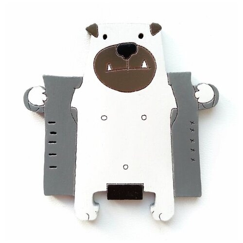 Брошь деревянная Хлэб Бульдог Михаил