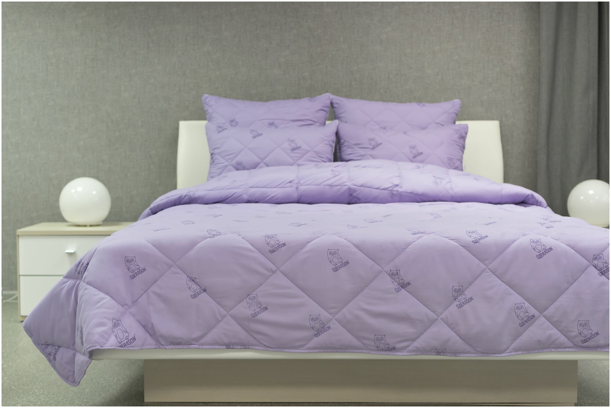 Одеяло фиолетовое Стеганое евро 200х220 ТМ "ОдеялSon" серия Сова всесезонное гипоаллергенное/ для сна, для дома, для дивана, для кровати - фотография № 9