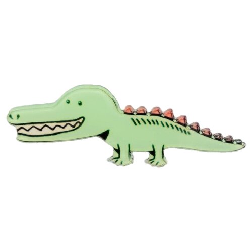 фото Значок бижутерный крокодил (замок-булавка, зеленый) 52738 otokodesign