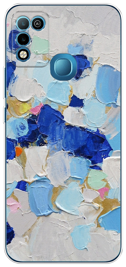 Силиконовый чехол "Холст сине-белый" на Infinix HOT 11 Play / Инфиникс Хот 11 Плей