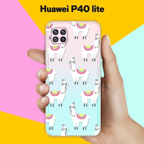 Силиконовый чехол Белые ламы на Huawei P40 Lite