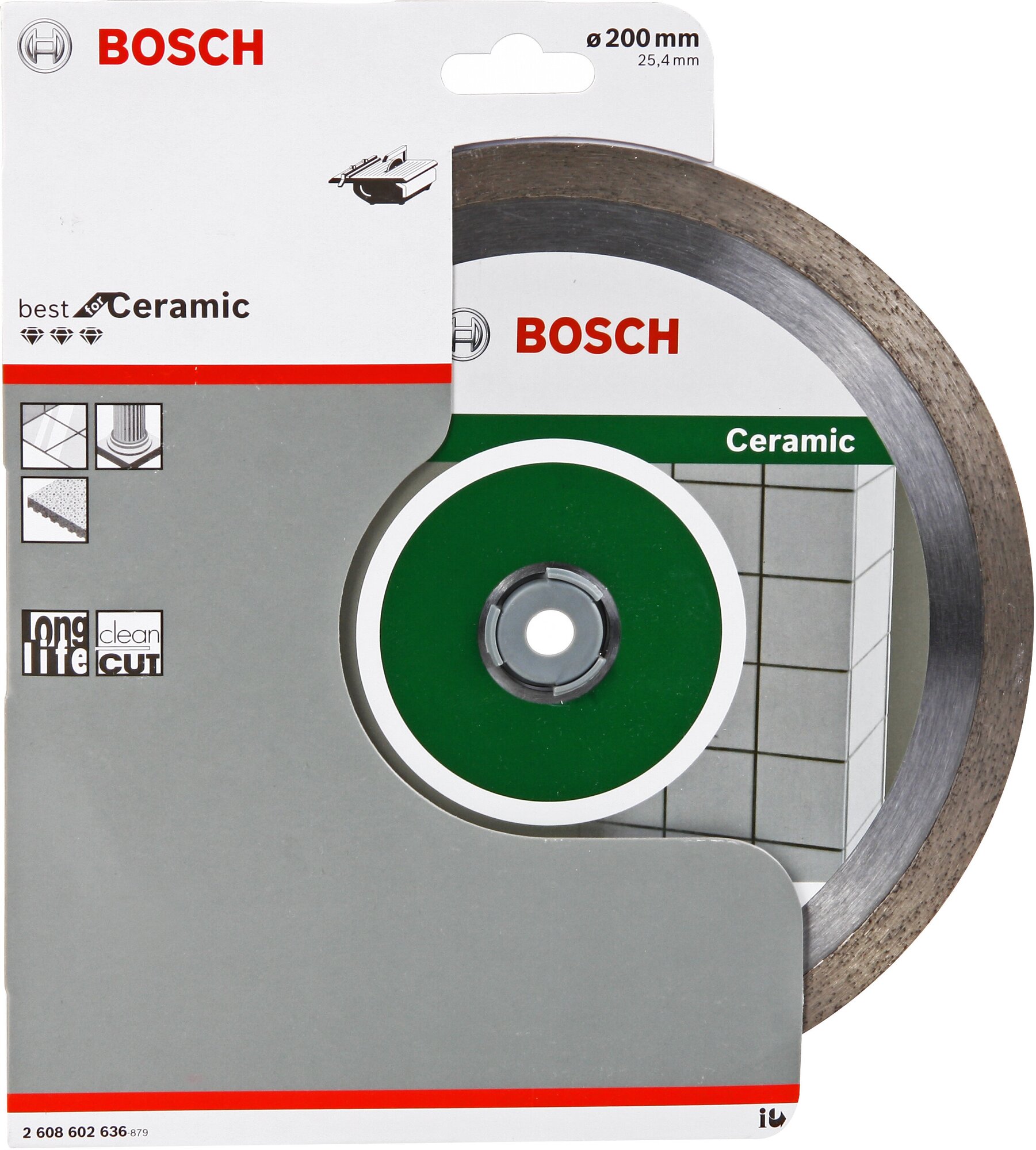 Диск алмазный отрезной BOSCH Best for Ceramic 2608602636, 200 мм, 1 шт.