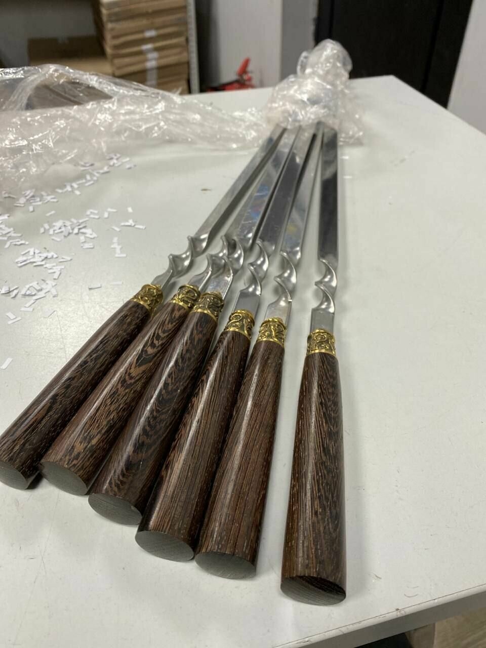 Шампур 3мм, набор шампуров с деревянной ручкой, шампура набор подарочный, 69 см, 6 шт - фотография № 2