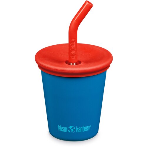 фото Детский стакан одностенный klean kanteen kid cup straw lid 10oz (296 мл) mykonos blue с трубочкой