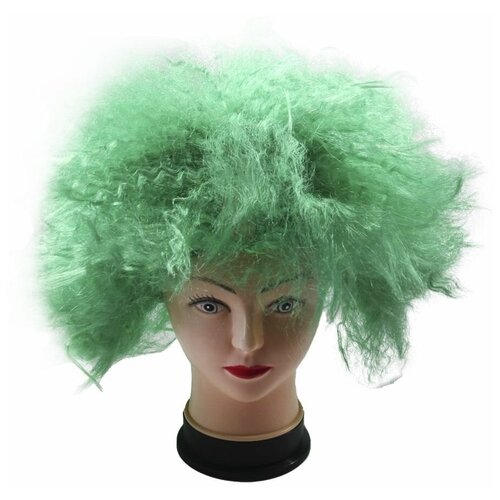 парик клоуна трехцветный триколор с носом в комплекте Карнавальный парик клоуна лохматый зеленый