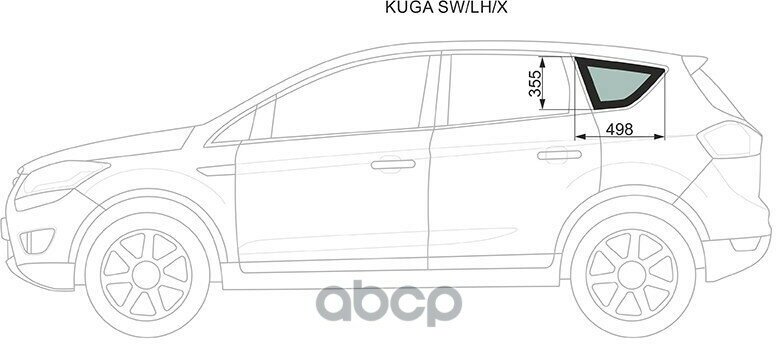 Стекло Кузова Боковое (Не Опускное) (Слева/ Цвет Зеленый) Ford Kuga 08-13 XYG арт. KUGA SW/LH/X