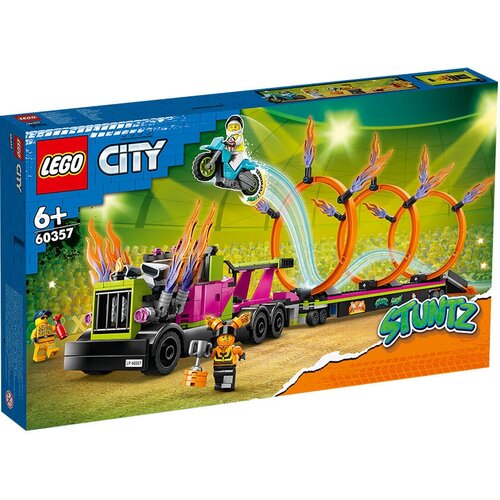 lego 60357 stunt truck Конструктор LEGO City 60357 Трюковый грузовик и огненное кольцо, 479 дет.