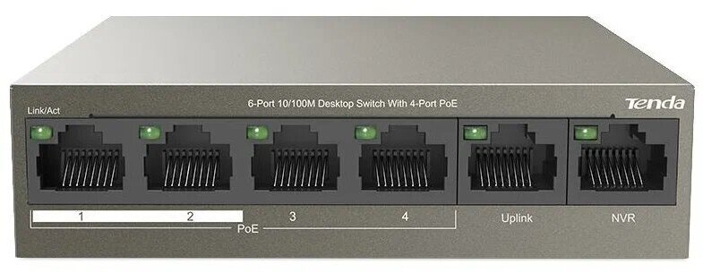 Коммутатор TENDA 6PORT 100M 4POE TEF1106P-4-63W