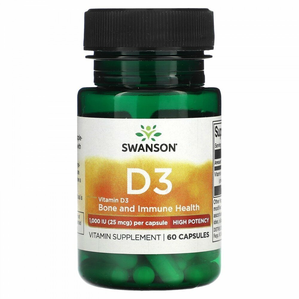 Vitamin D3 Higher Potency, 1000 ME, 50 г, 60 шт.