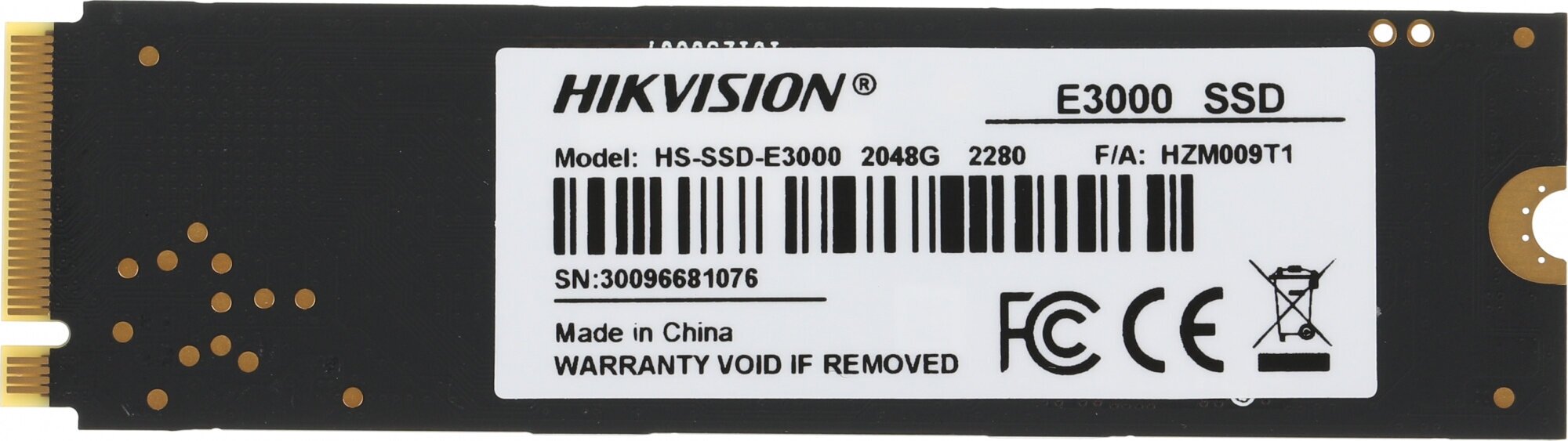 Твердотельный накопитель Hikvision 2048ГБ, M.2 2280, PCI-E 3.0 x4, M.2 HS-SSD-E3000/2048G Hiksemi (HS-SSD-E3000/2048G)