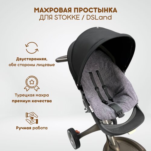 Махровая простынка для прогулочного блока коляски Stokke Xplory V3-V6, Trailz, Crusi и аналогов DSLand, Doux Bebe, Burbay Aristo. Цвет темно-синий