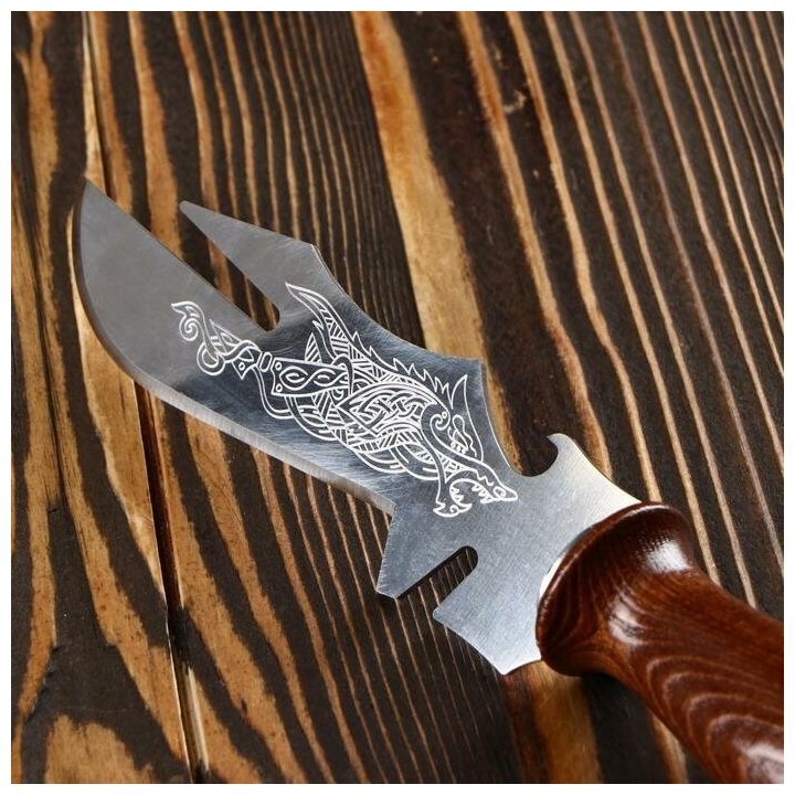 Нож-вилка (шампур) для шашлыка узбекский с гравировкой - фотография № 2