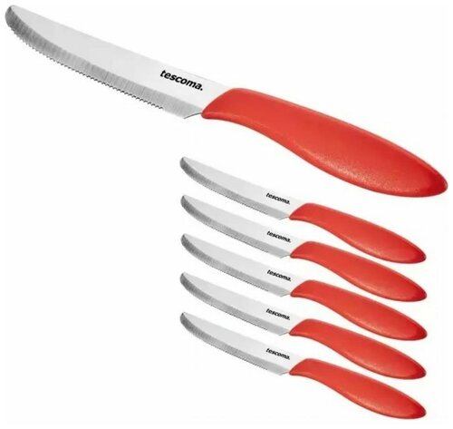 Нож столовый PRESTO 12 см, 6 шт, красный