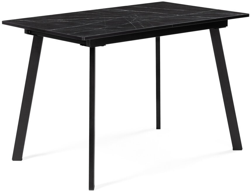 Деревянный стол Woodville Стол Агни 110(140)х68х76 мрамор черный / черный матовый - фотография № 1