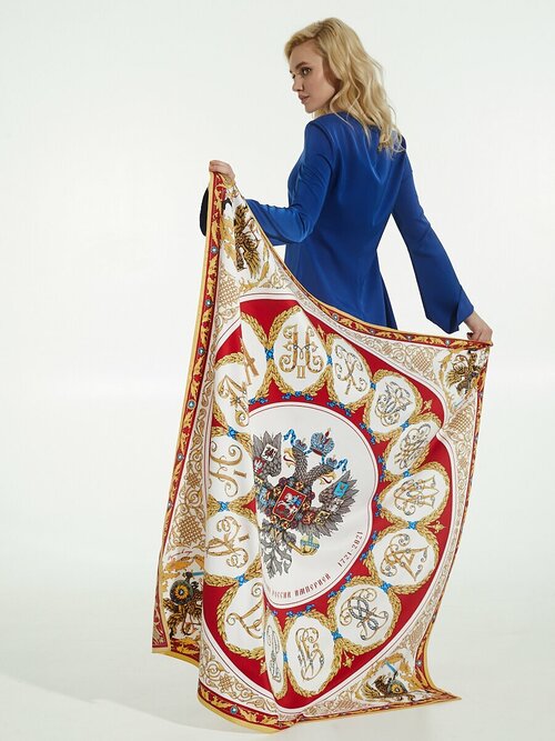Платок Русские в моде by Nina Ruchkina, белый, бордовый