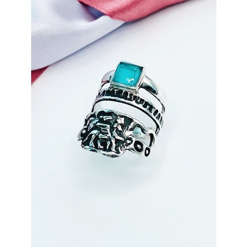 Ювелирное серебряное кольцо SADAF 925 пробы с натуральным кошачьим глазом М-1066кшг 17 р.