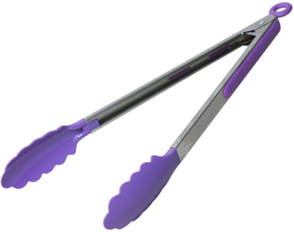 Щипцы нейлоновые 30,5 см Kamille KM-7515 с ручками из нержавеющей стали (7515 / фиолетовый)