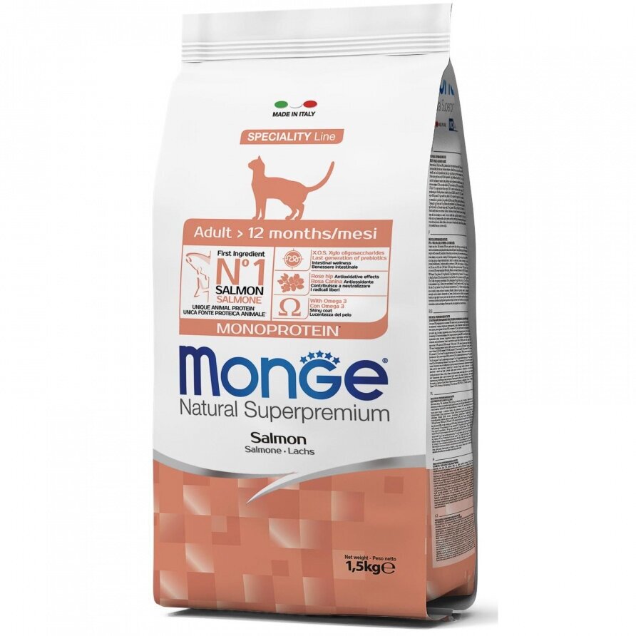 Monge Cat корм для взрослых кошек с лососем 1,5кг