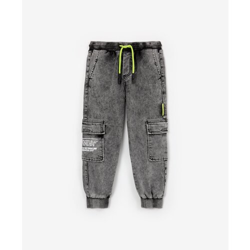 фото Брюки-джоггеры серые gulliver, для мальчиков, размер 104, мод 12305bmc6307